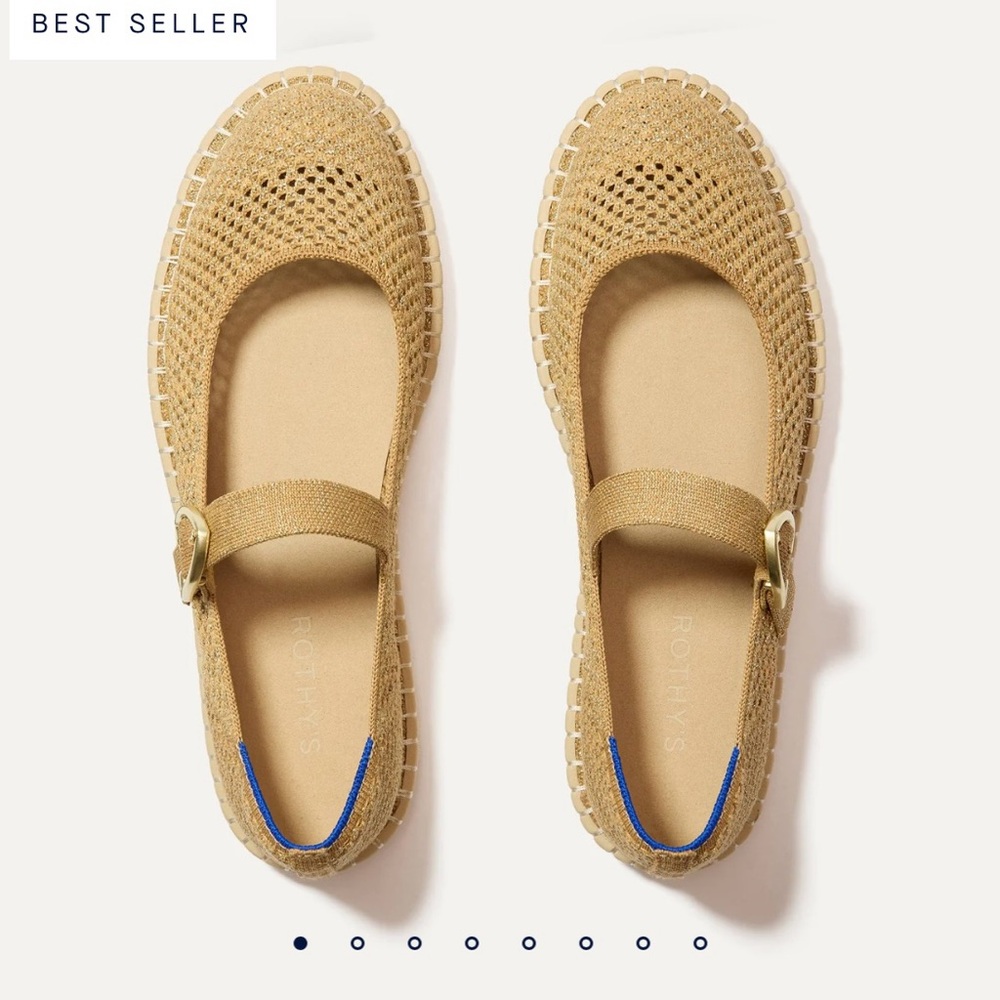 Rothys The Espadrille Mary Jane in Metallic Golden Sun